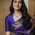 Purple silk blend jacuard work festival saree with unstitched blouse piece