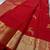 Red silk blend jacuard work festival saree with unstitched blouse piece