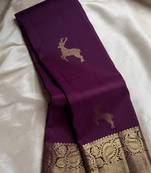 Wine silk blend jacuard work festival saree with unstitched blouse piece