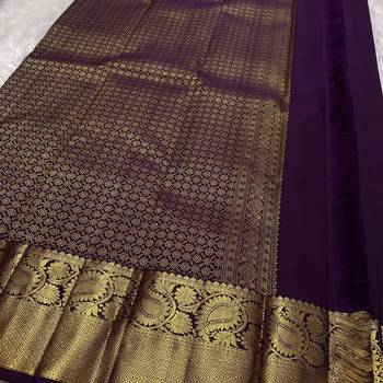 Wine silk blend jacuard work festival saree with unstitched blouse piece 4