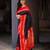 Black red silk blend jacuard work festival saree with unstitched blouse piece