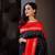 Black red silk blend jacuard work festival saree with unstitched blouse piece