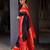 Black red silk blend jacuard work festival saree with unstitched blouse piece