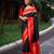 Black red silk blend jacuard work festival saree with unstitched blouse piece