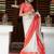 White red silk blend jacuard work festival saree with unstitched blouse piece