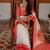 White red silk blend jacuard work festival saree with unstitched blouse piece