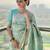 Sky blue silk blend jacuard work festival saree with unstitched blouse piece