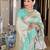 Sky blue silk blend jacuard work festival saree with unstitched blouse piece