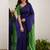 Blue parrot silk blend jacuard work festival saree with unstitched blouse piece