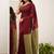 Brown beige silk blend jacuard work festival saree with unstitched blouse piece