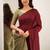 Brown beige silk blend jacuard work festival saree with unstitched blouse piece