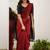 Maroon black silk blend jacuard work festival saree with unstitched blouse piece