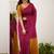 Wine yeellow silk blend jacuard work festival saree with unstitched blouse piece