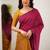 Wine yeellow silk blend jacuard work festival saree with unstitched blouse piece