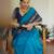 Rama blue silk blend jacuard work festival saree with unstitched blouse piece