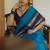 Rama blue silk blend jacuard work festival saree with unstitched blouse piece