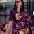 Wine silk blend jacuard work festival saree with unstitched blouse piece