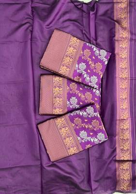 Wine silk blend jacuard work festival saree with unstitched blouse piece 5
