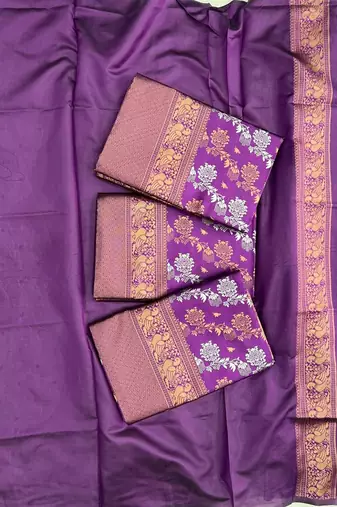 Wine silk blend jacuard work festival saree with unstitched blouse piece