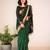 Green silk blend jacuard work festival saree with unstitched blouse piece