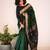 Green silk blend jacuard work festival saree with unstitched blouse piece