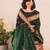 Green silk blend jacuard work festival saree with unstitched blouse piece