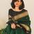 Green silk blend jacuard work festival saree with unstitched blouse piece