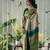 Beige green silk blend jacuard work festival saree with unstitched blouse piece