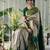 Beige green silk blend jacuard work festival saree with unstitched blouse piece