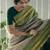 Beige green silk blend jacuard work festival saree with unstitched blouse piece