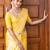 Yellow silk blend jacuard work festival saree with unstitched blouse piece