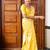 Yellow silk blend jacuard work festival saree with unstitched blouse piece