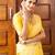Yellow silk blend jacuard work festival saree with unstitched blouse piece