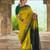 Yellow green silk blend jacuard work festival saree with unstitched blouse piece