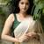 Cream green silk blend jacuard work festival saree with unstitched blouse piece