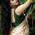 Cream green silk blend jacuard work festival saree with unstitched blouse piece