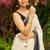 White black silk blend jacuard work festival saree with unstitched blouse piece