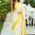 White black silk blend jacuard work festival saree with unstitched blouse piece