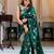 Green silk blend jacuard work festival saree with unstitched blouse piece