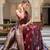 Maroon silk blend jacuard work festival saree with unstitched blouse piece