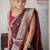 Maroon silk blend jacuard work festival saree with unstitched blouse piece