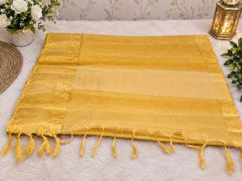 beige zari woven tissue saree with blouse 6