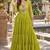 Lime georgette readymade navratri anarkali suit with laheriya & patchwork
