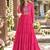 Pink georgette readymade navratri anarkali suit with laheriya & patchwork