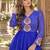 Blue georgette readymade navratri anarkali suit with laheriya & patchwork