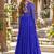 Blue georgette readymade navratri anarkali suit with laheriya & patchwork