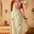 Cream mirror work tissue ethnic festive ready to wear saree with blouse