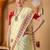 Cream mirror work tissue ethnic festive ready to wear saree with blouse