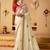 Cream mirror work tissue ethnic festive saree with blouse