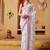 White floral print georgette ethnic festive saree with blouse